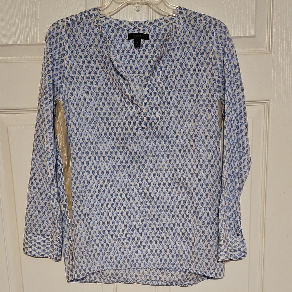 J. Crew Popover Mandarin Collar Top - Picture 3 of 12